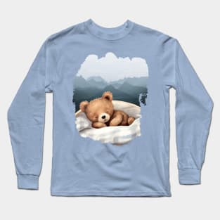 CUTE Teddy Bear Sleeping AND Watercolor Mountains Long Sleeve T-Shirt